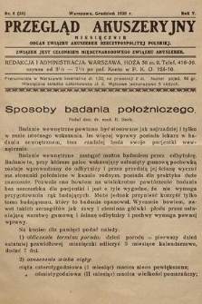 Przegląd Akuszeryjny : miesięcznik : organ Związku Akuszerek Rzeczypospolitej Polskiej. R.5, 1930, nr 8 (38)
