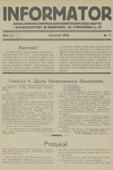Informator Absolwentek Seminarjum Gospodarczego, Haftu i Krawiecczyzny w Krakowie. R. 2 [i.e. 1], 1930, nr 7