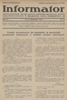 Informator Absolwentek Seminarjum Gospodarczego, Haftu i Krawiecczyzny w Krakowie. R. 4, 1933, nr 24