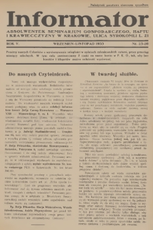 Informator Absolwentek Seminarjum Gospodarczego, Haftu i Krawiecczyzny w Krakowie. R. 5, 1933, nr 25-26