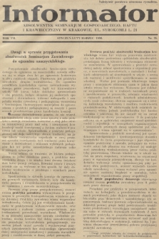 Informator Absolwentek Seminarjum Gospodarczego, Haftu i Krawiecczyzny w Krakowie. R. 7, 1936, nr 35