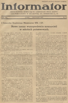 Informator Absolwentek Seminarjum Gospodarczego, Haftu i Krawiecczyzny w Krakowie. R. 8, 1937, nr 41