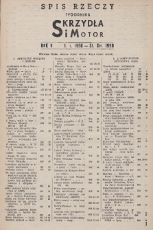 Skrzydła i Motor : tygodnik młodzieży lotniczej. R. 5, 1950, spis rzeczy