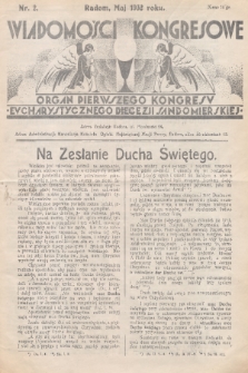 Wiadomości Kongresowe : organ Pierwszego Kongresu Eucharystycznego Diecezji Sandomierskiej. 1932, nr 2