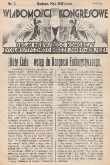 Wiadomości Kongresowe : organ Pierwszego Kongresu Eucharystycznego Diecezji Sandomierskiej. 1932, nr 3