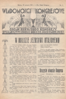 Wiadomości Kongresowe : organ Pierwszego Kongresu Eucharystycznego Diecezji Sandomierskiej. 1932, nr 6