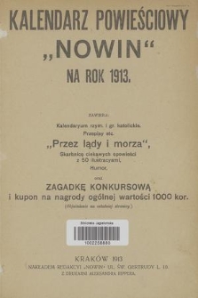 Kalendarz Powieściowy „Nowin” na Rok 1913
