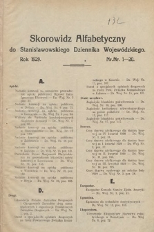Stanisławowski Dziennik Wojewódzki. 1929, skorowidz alfabetyczny