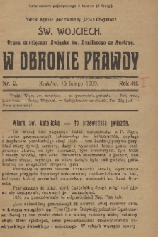 W Obronie Prawdy : organ miesięczny Związku św. Bonifacego na Austryę. R. 3, 1909, nr 2