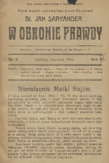 W Obronie Prawdy. R. 3, 1909, nr 9