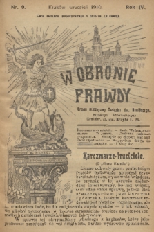 W Obronie Prawdy : organ miesięczny Związku św. Bonifacego. R. 4, 1910, nr 9