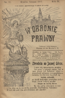 W Obronie Prawdy. R. 4, 1910, nr 11