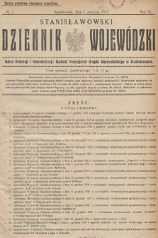 Stanisławowski Dziennik Wojewódzki. 1929, nr 1
