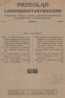 Przegląd Laryngootjatryczny. 1924, nr 1