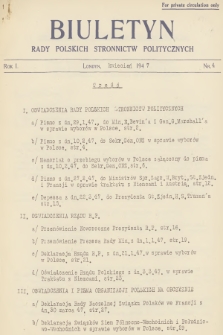 Biuletyn Rady Polskich Stronnictw Politycznych. R.1, 1947, nr 4