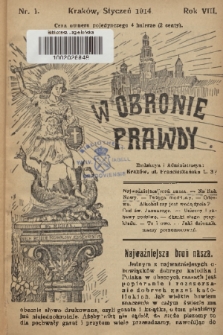 W Obronie Prawdy. R. 8, 1914, nr 1