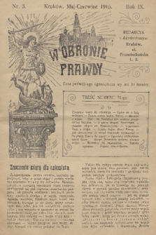 W Obronie Prawdy. R. 9, 1915, nr 3