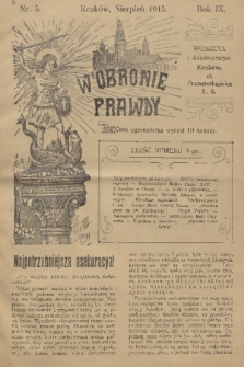 W Obronie Prawdy. R. 9, 1915, nr 5