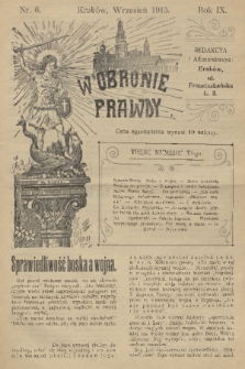 W Obronie Prawdy. R. 9, 1915, nr 6
