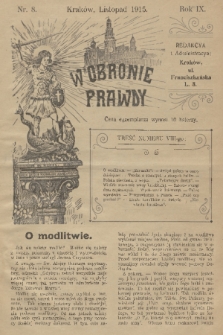 W Obronie Prawdy. R. 9, 1915, nr 8