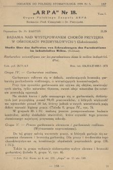 Dodatek do Polskiej Stomatologii „ARPA”. 1939, nr 18