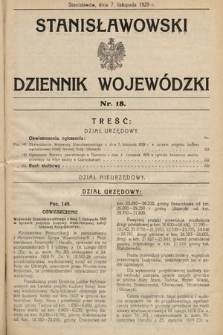 Stanisławowski Dziennik Wojewódzki. 1929, nr 18