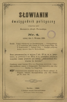 Słowianin : dwutygodnik polityczny. 1868, nr 4 + wkładka