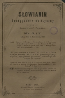 Słowianin : dwutygodnik polityczny. 1868, nr 6