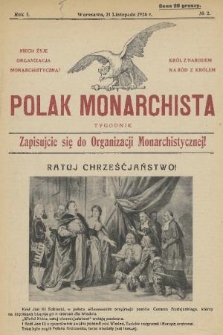 Polak Monarchista : tygodnik. R. 1, 1926, nr 2