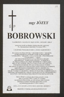 Ś. P. mgr Józef Bobrowski [...] zmarł dnia 8 września 1995 r. [...]