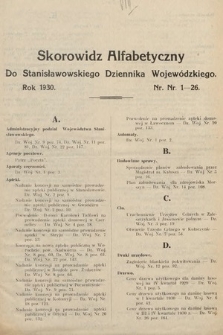 Stanisławowski Dziennik Wojewódzki. 1930, skorowidz alfabetyczny
