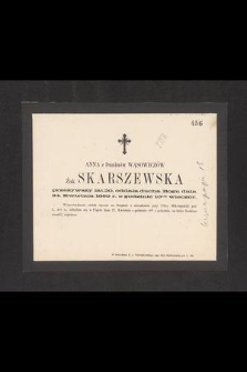 Anna z Duninów Wąsowiczów Żuk Skarszewska [...] oddała ducha Bogu dnia 24. kwietnia 1860 r. [...]