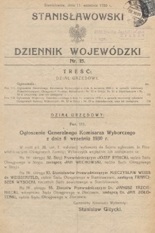 Stanisławowski Dziennik Wojewódzki. 1930, nr 15