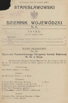 Stanisławowski Dziennik Wojewódzki. 1930, nr 16
