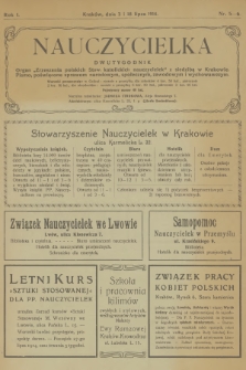 Nauczycielka : organ „Zrzeszenia Polskich Stow. Katolickich Nauczycielek" z siedzibą w Krakowie : pismo poświęcone sprawom narodowym, społecznym, zawodowym i wychowawczym. R.1, 1914. nr 5-6