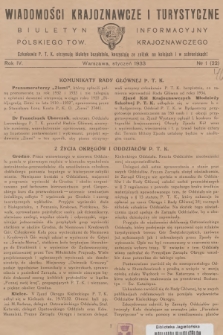 Wiadomości Krajoznawcze i Turystyczne : biuletyn informacyjny Polskiego Tow. Krajoznawczego. R.4, 1933, №  1