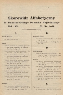 Stanisławowski Dziennik Wojewódzki. 1931, skorowidz alfabetyczny