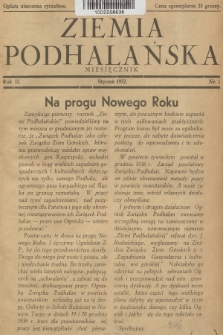 Ziemia Podhalańska. R.2, 1937, nr 1