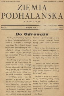 Ziemia Podhalańska. R.3, 1938, nr 8