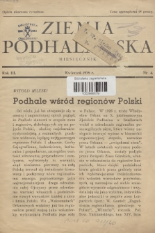 Ziemia Podhalańska. R.3, 1938, nr 4