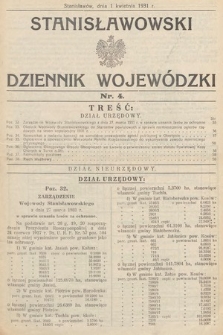 Stanisławowski Dziennik Wojewódzki. 1931, nr 4