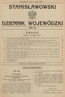Stanisławowski Dziennik Wojewódzki. 1931, nr 5