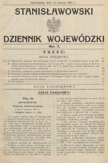 Stanisławowski Dziennik Wojewódzki. 1931, nr 7