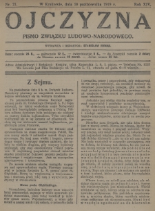 Ojczyzna : pismo Związku Ludowo-Narodowego. 1919, nr 21