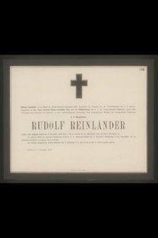 Rudolf Reinländer welcher nach längerm Leiden am 3 November 1872 früh 7 Uhr in Krakau im 41 Lebensjahre selig im Herrn entschlafen ist […]