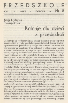 Przedszkole. R.1, 1933/1934, nr 8 + wkładka