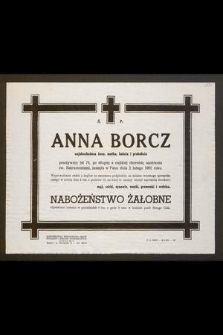 Ś. P. Anna Borcz [...] zasnęła w Panu dnia 2 lutego 1961 roku [...]