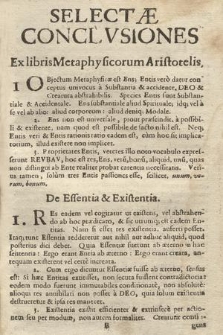 Selectæ Conclvsiones Ex libris Metaphysicorum Aristotelis