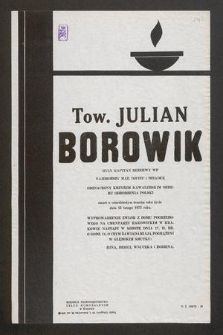 Tow. Julian Birowik były kapitan rezerwy WP [...] zmarł w czterdziestym trzecim roku życia dnia 12 lutego 1973 roku [...]