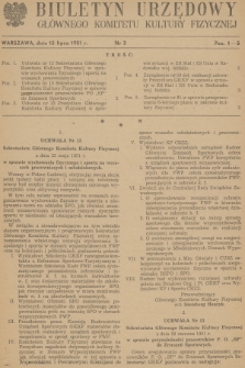 Biuletyn Urzędowy Głównego Komitetu Kultury Fizycznej. 1951, nr 3